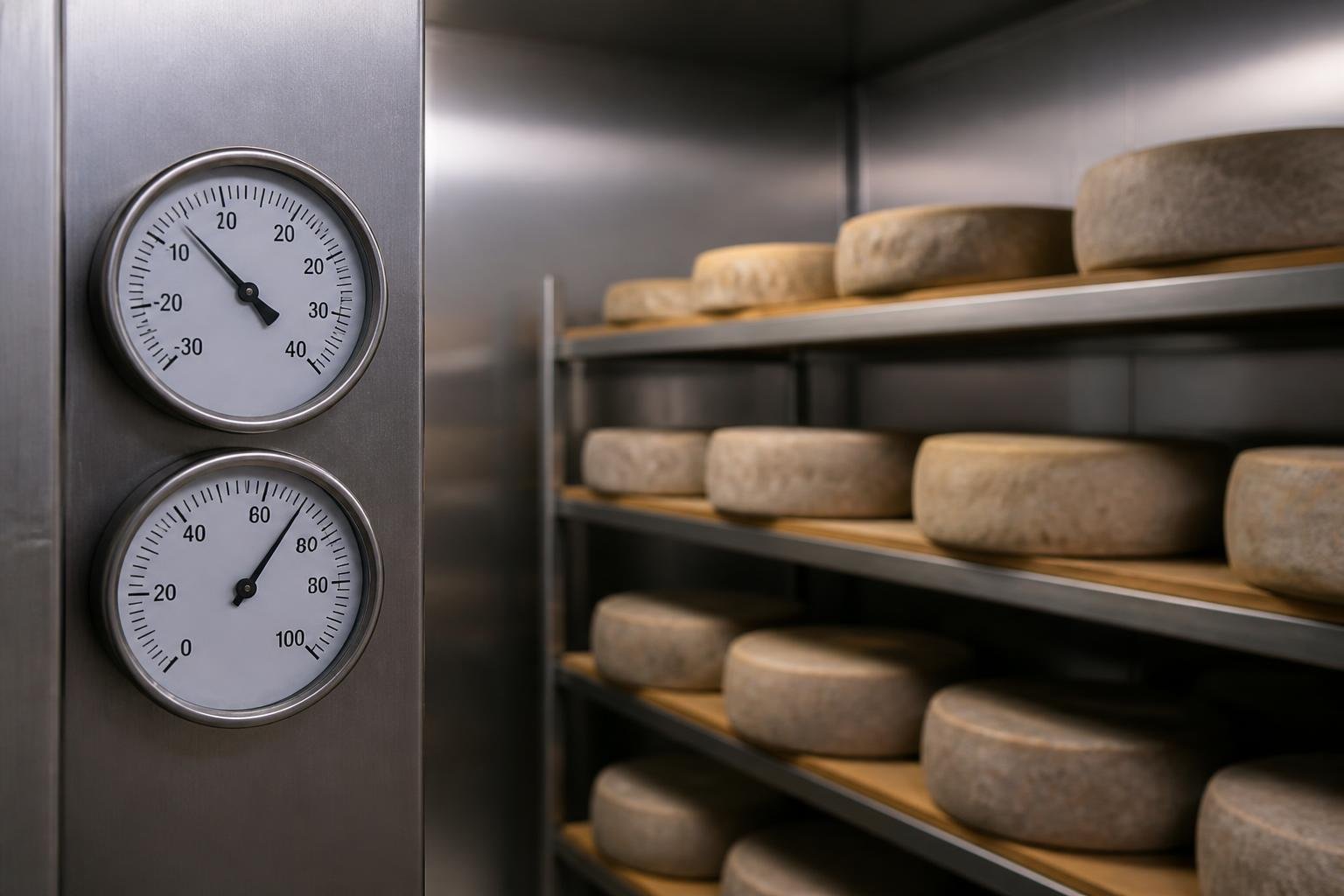 Jauge de température et humidité dans une chambre de maturation professionnelle
